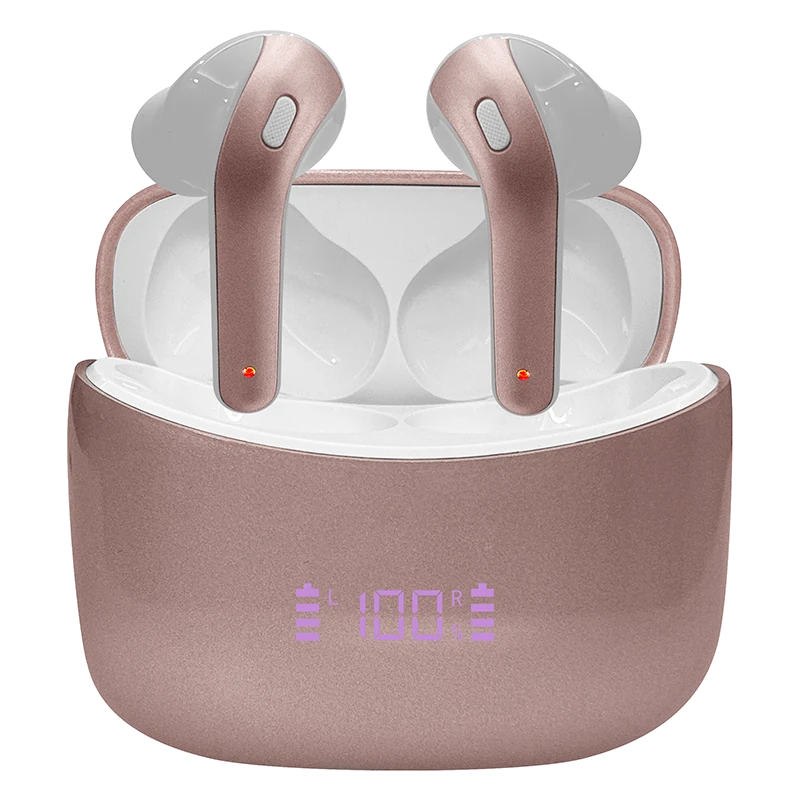 Audífonos Teros Te-8074gr, Bluetooth, Tws, Rosa/dorado