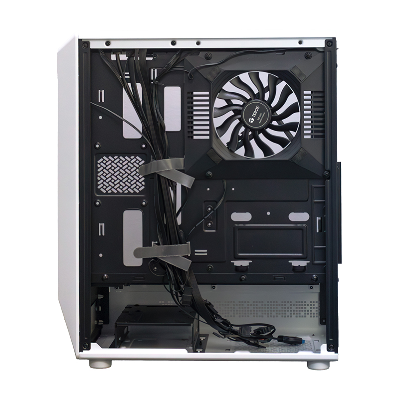 Case gamer TEROS TE-1322G, Mid Tower, USB 3.0 / USB 2.0, audio, ventilador RGB, blanco