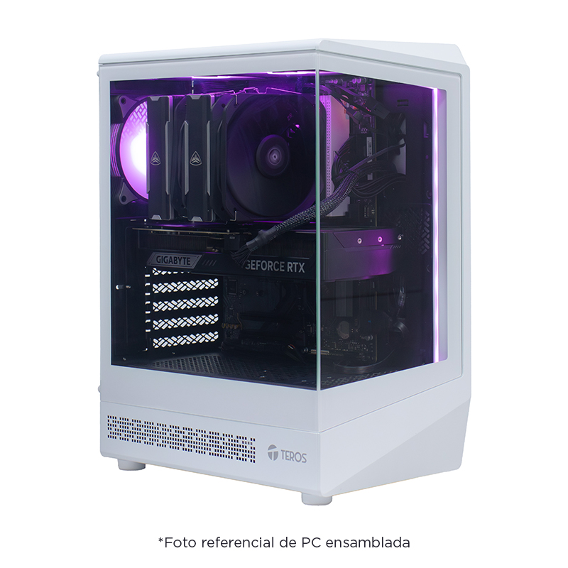 Case gamer TEROS TE-1322G, Mid Tower, USB 3.0 / USB 2.0, audio, ventilador RGB, blanco