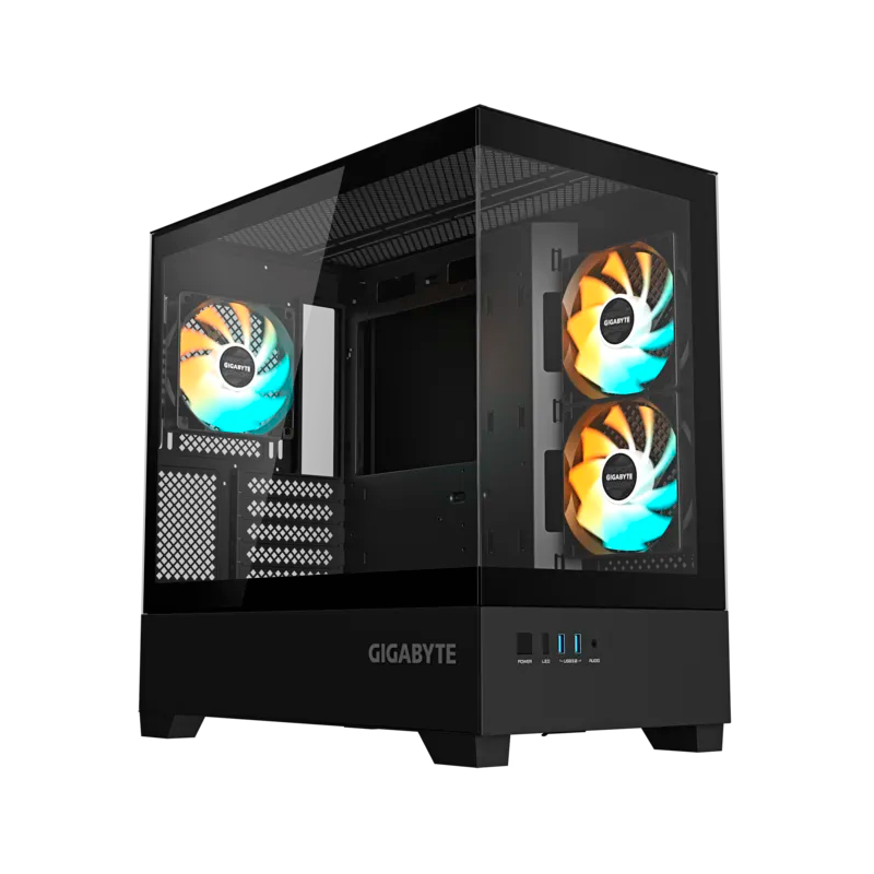 Case Gigabyte Gb-c201p Panoramic, Mid Tower, Compatible Con Mini-itx/m-atx, Color Negro