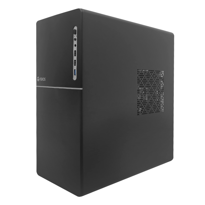 Case TEROS TE-1038S, Factor de forma ATX, 250 W, USB 3.0 / 2.0, audio, negro.