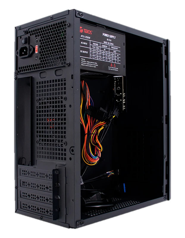Case TEROS TE-1033S, Mini Tower ATX, 250 W, USB 3.0 / 2.0, audio HD, negro