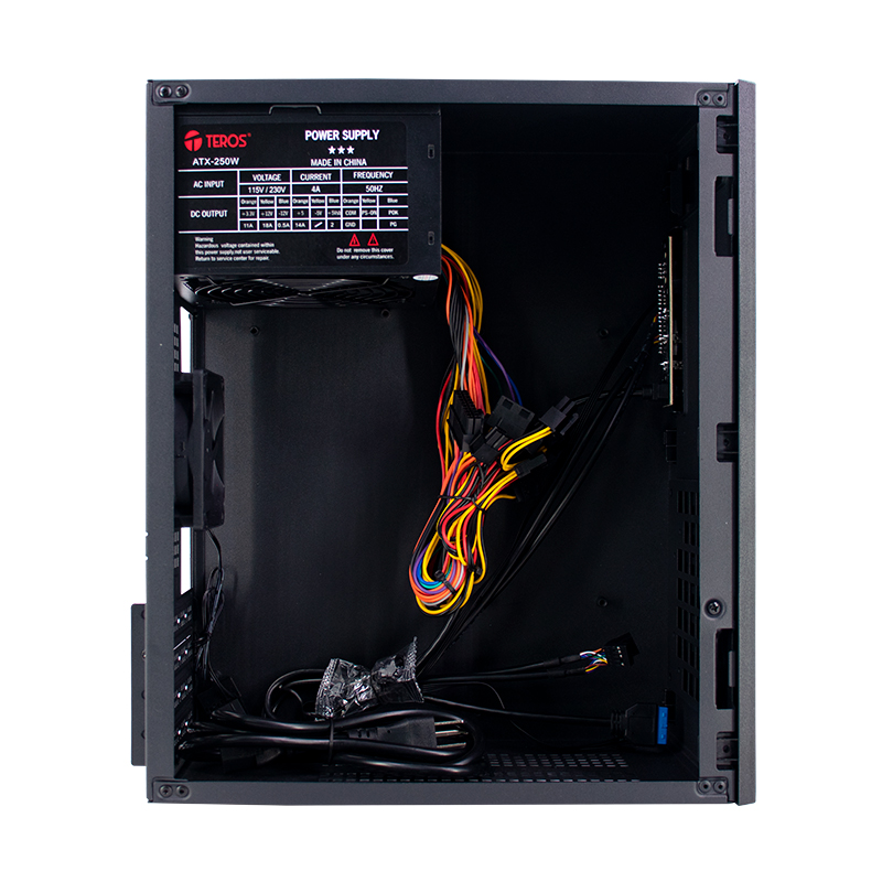 Case TEROS TE-1033S, Mini Tower ATX, 250 W, USB 3.0 / 2.0, audio HD, negro
