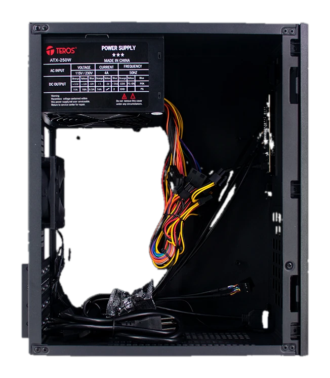 Case TEROS TE-1034S, Mini Tower ATX, 250 W, USB 3.0 / 2.0, audio HD, negro