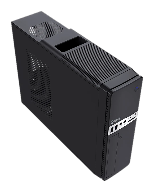 Case Teros Te-1032s, Slim, 250 W, Usb 3.2 / Usb 2.0, Audio Hd, Dvd, Negro — vista 2