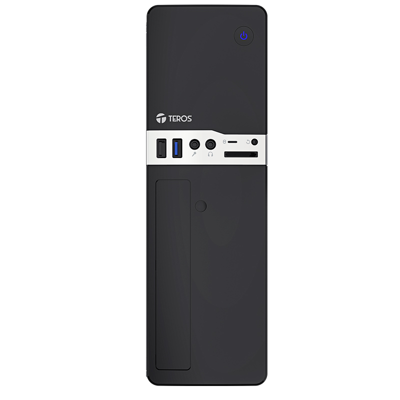 Case Teros TE-1032S, Slim, 250 W, USB 3.2 / USB 2.0, Audio HD, DVD, Negro