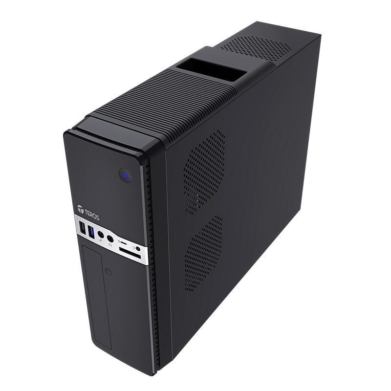 Case Teros TE-1032S, Slim, 250 W, USB 3.2 / USB 2.0, Audio HD, DVD, Negro