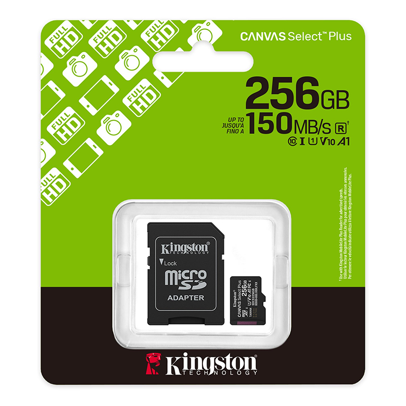 Tarjeta De Memoria Kingston 256gb Microsd Canvas Select Plus -150mb/seg - Uhs-i Clase 10 — vista 2