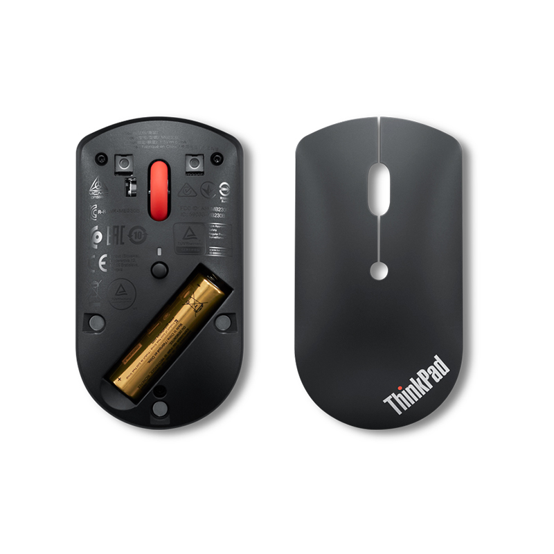 Mouse Lenovo ThinkPad silencioso, Sensor optico Azul, Interfaz Bluetooth, Color Negro