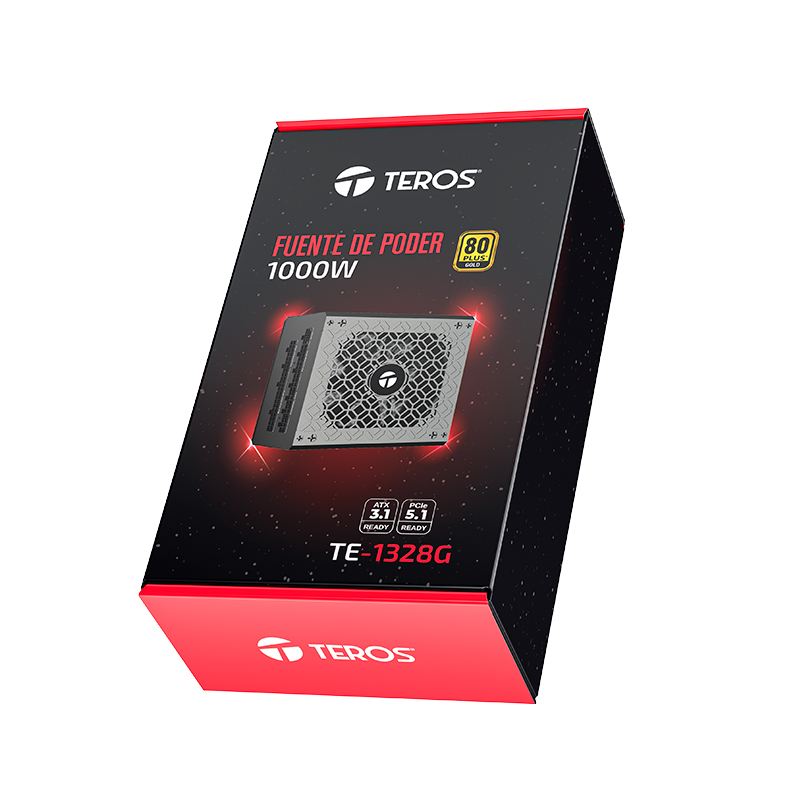 Fuente de Alimentación Gamer Teros TE-1328G, Formato ATX, 1000W 80 Plus Gold 155-240V