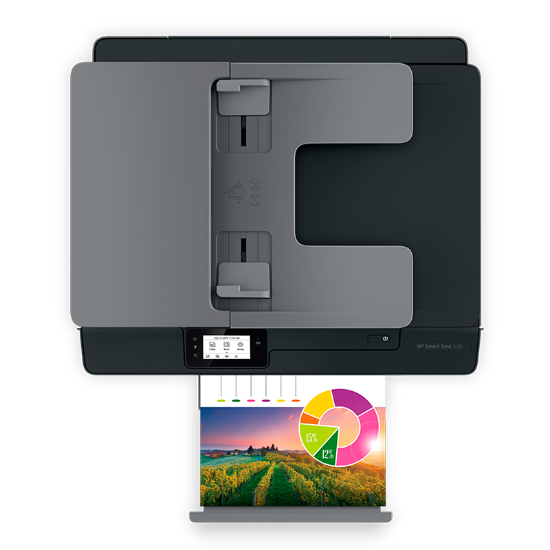 Impresora All-in-one De Tinta Hp Smart Tank 530, Imprime/escanea/copia/wi-fi/bt/usb 2.0 — vista 2