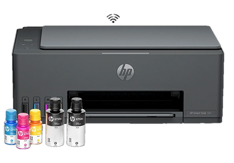 Impresora All-in-one de tinta HP Smart Tank 581, Imprime/Escanea/Copia/Wi-Fi/USB 2.0