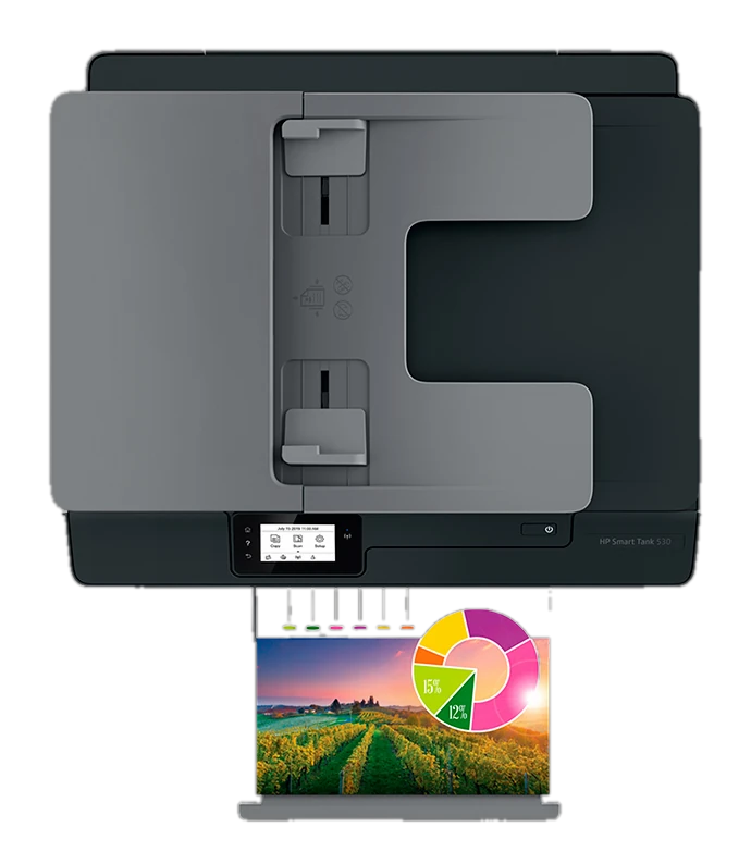 Impresora All-in-one De Tinta Hp Smart Tank 530, Imprime/escanea/copia/wi-fi/bt/usb 2.0 — vista 2