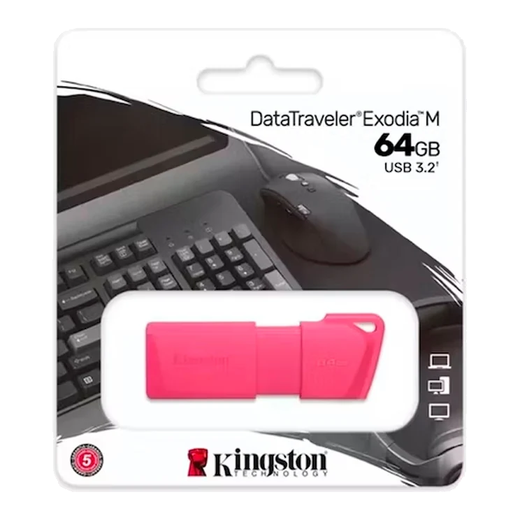 Memoria Flash Usb Datatraveler Exodia M, 64gb, Usb 3.2 Gen 1 (tipo-a) Neon Pink (rosado)