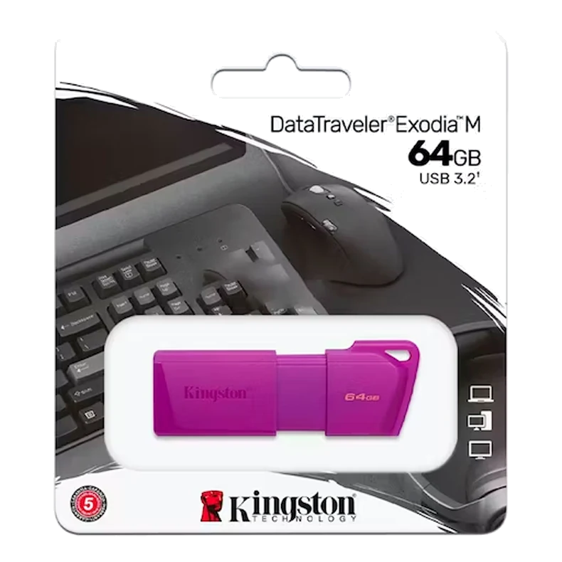 Memoria Flash Usb Datatraveler Exodia M, 64gb, Usb 3.2 Gen 1 (tipo-a) Neon Purple (morado)