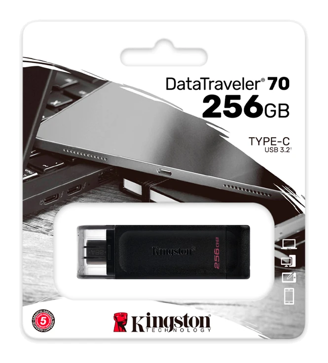 Memoria Flash Usb Kingston Datatraveler 70, 256gb Usb-c 3.2 Gen 1