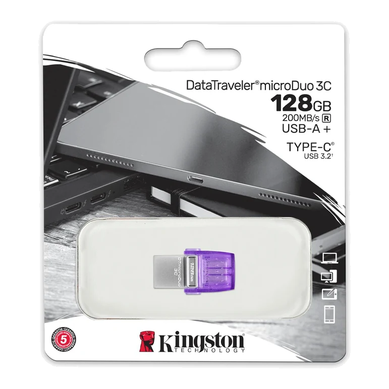 Memoria Flash Usb Kingston 128gb Datatraveler Microduo 3c 200mb/s Dual Usb-a + Usb-c