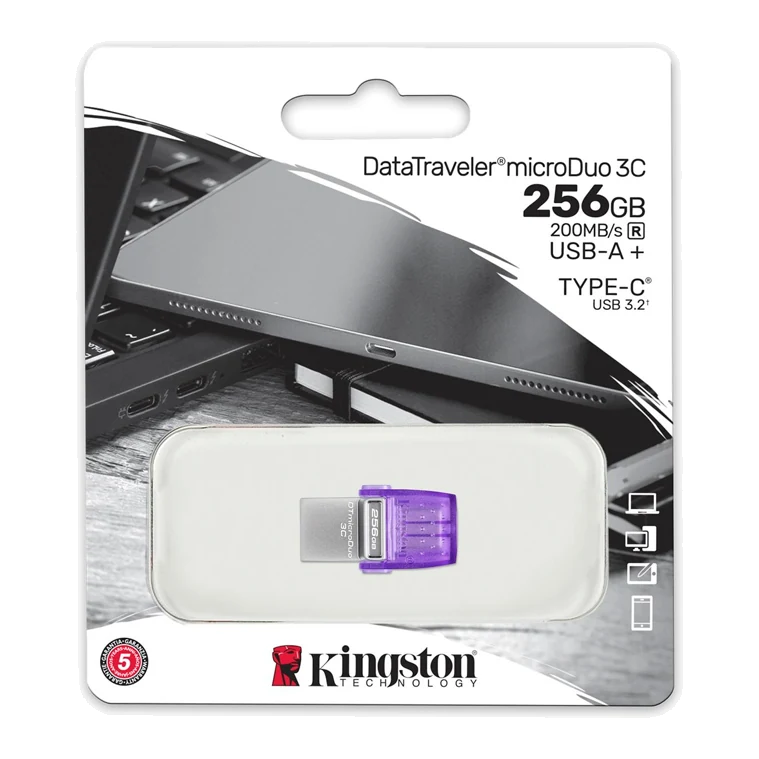 Memoria Flash Usb Kingston 256gb Datatraveler Microduo 3c 200mb/s Dual Usb-a + Usb-c