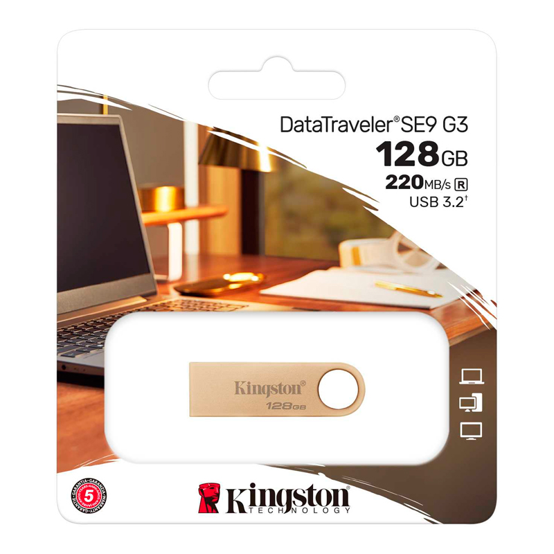 Memoria Flash Usb Kingston Datatraveler Se9 G3, 128gb, Usb 3.2 Gen 1 (tipo-a)