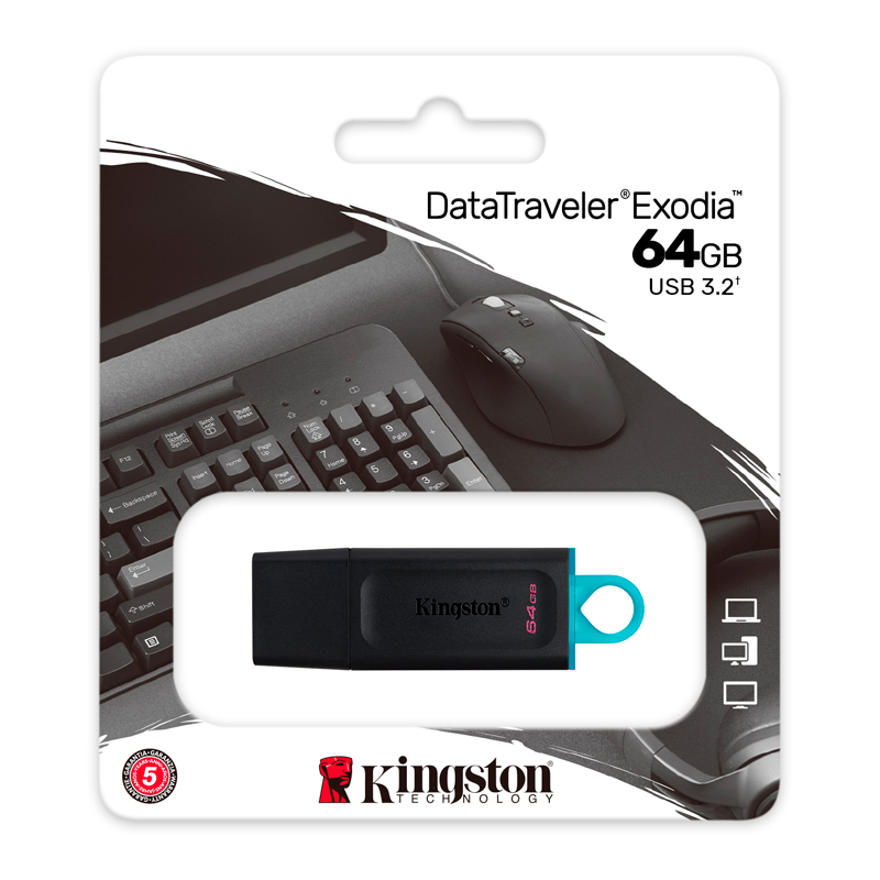 Memoria Flash Usb Kingston Datatraveler Exodia 64gb, Usb 3.2 Gen 1