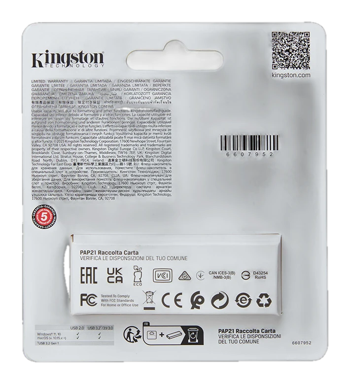 Memoria Flash USB Kingston DataTraveler Exodia S, 256GB, interfaz: USB 3.2 Gen 1, Naranja