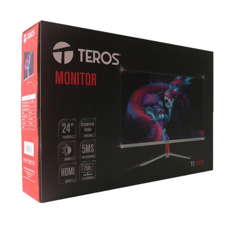 Monitor curvo TEROS TE-2402S, 23.8" FHD VA, 100Hz, 1ms, HDMI, VGA