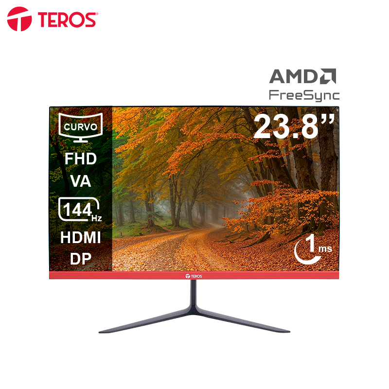 Monitor Curvo Teros Te-2403s, 23.8" Fhd Va, 144hz, 1ms, Hdmi, Dp, Earphone Out