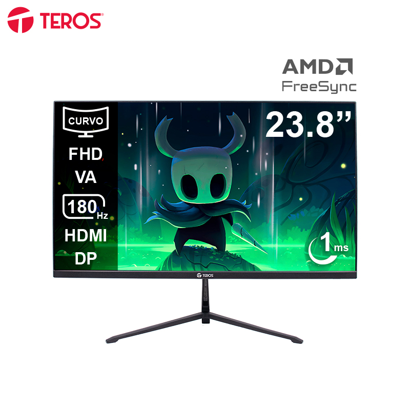 Monitor Curvo Gaming Teros Te-2476g 23.8" Fhd Va 180hz 1ms Hdmi Dp Audio Out Negro