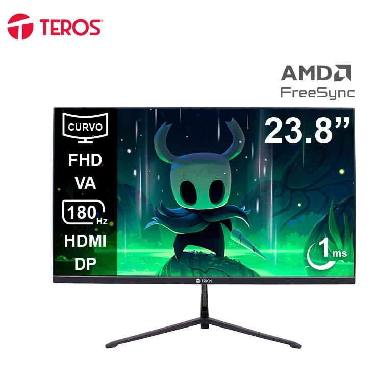 Monitor Curvo Gaming Teros Te-2476g, 23.8" Fhd Va, 180hz, 1ms, Hdmi, Dp, Audio Out
