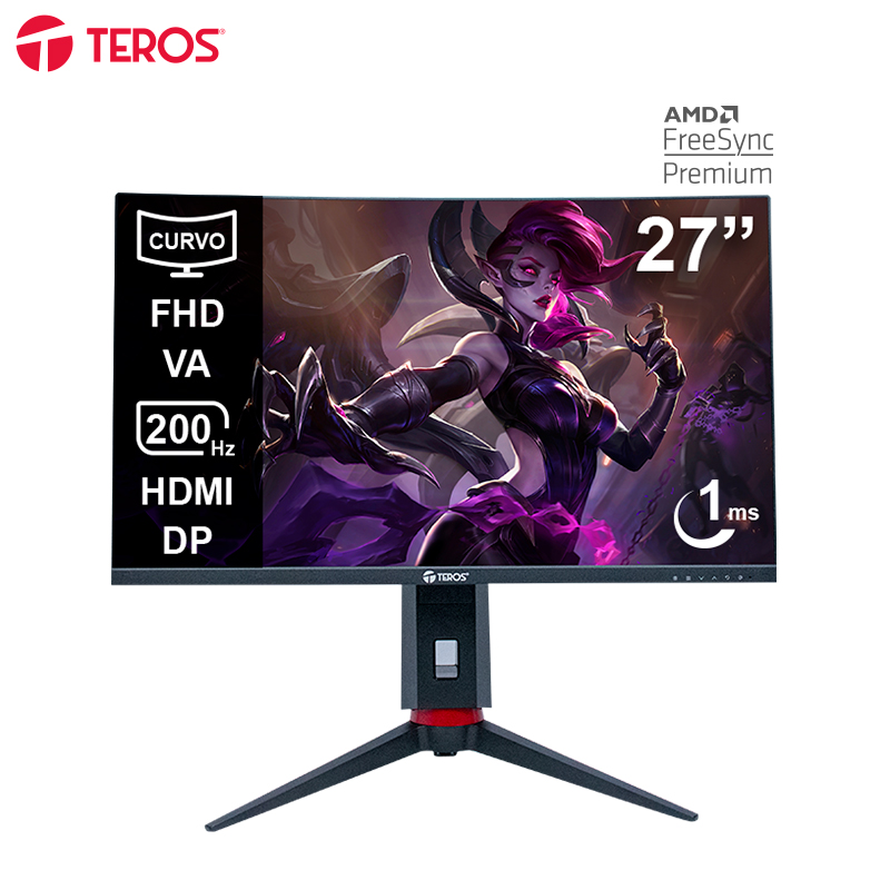 Monitor Curvo Gaming Teros Te-2788g, 27" Fhd Va, 200 Hz, 1 Ms,hdmi, Dp, Audio Out