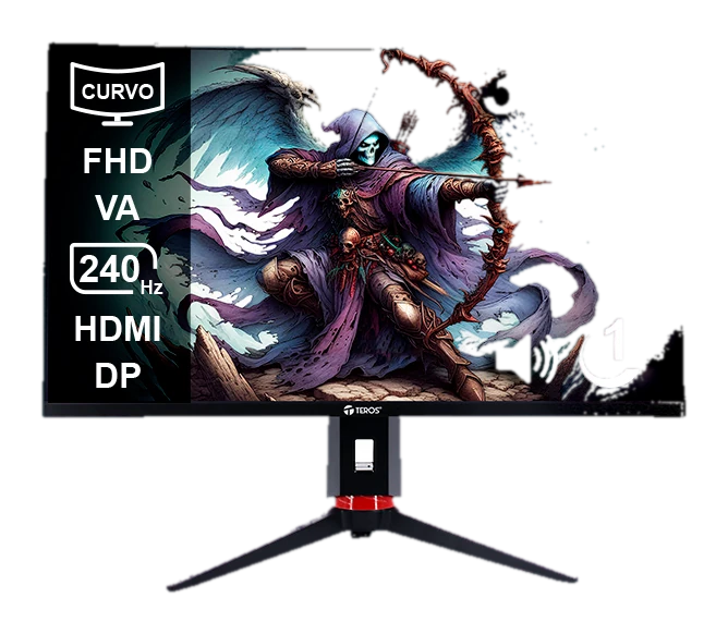 Monitor curvo gaming TEROS TE-3219G, 31.5" FHD VA, 240 Hz, 1ms, HDMI, DP, Audio out