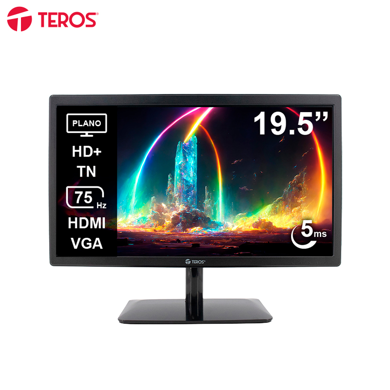 Monitor Plano Teros Te-1915s 19.5" Hd+ Tn 75hz 5ms Hdmi Vga Parlantes