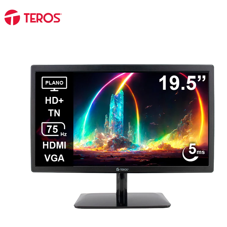 Monitor Plano Teros Te-1915s 19.5" Hd+ Tn 75hz 5ms Hdmi Vga Parlantes