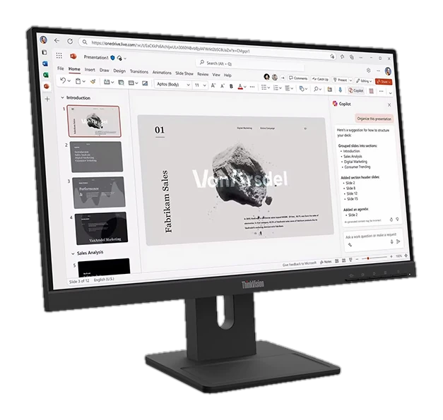 Monitor Lenovo Thinkvision E22-40, 21.5" 1920x1080 Wled Ips, Hdmi/dp/vga Color Raven Black — vista 2