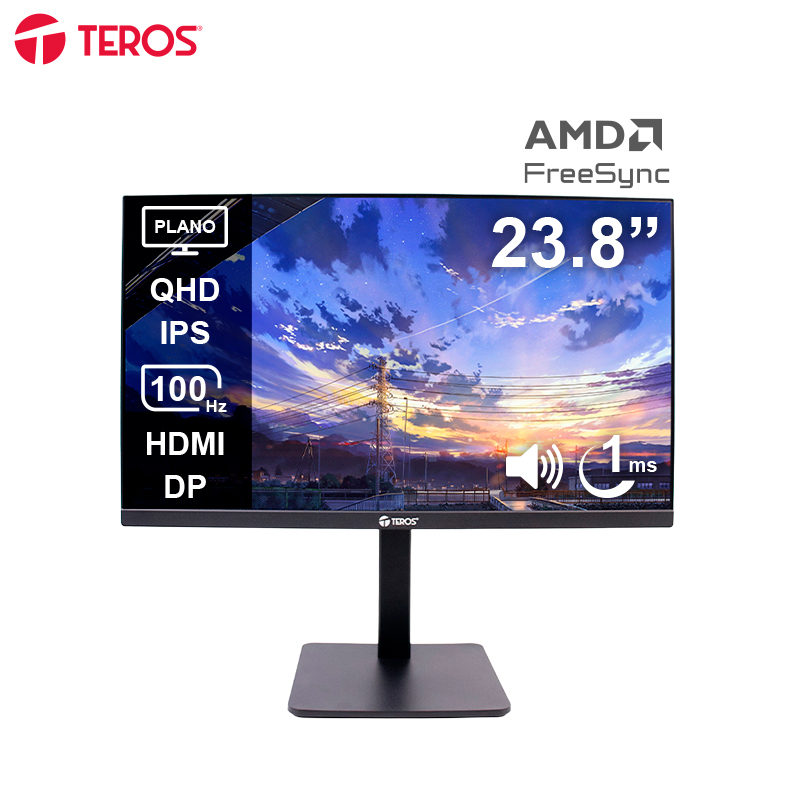Monitor Corp. Teros Te-2416cs 23.8" Qhd Ips 100hz 1ms Hdmi Dp Parlantes Audio Out CÁmara