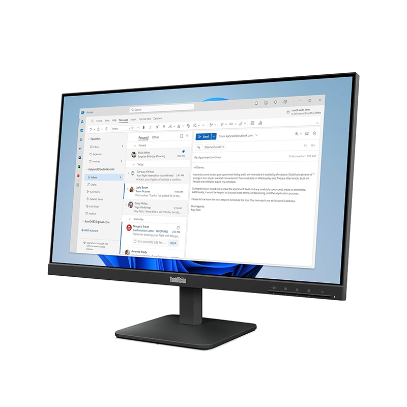 Monitor Plano Lenovo ThinkVision S24-4e, 23.8" WLED FHD IPS/HDMI/VGA
