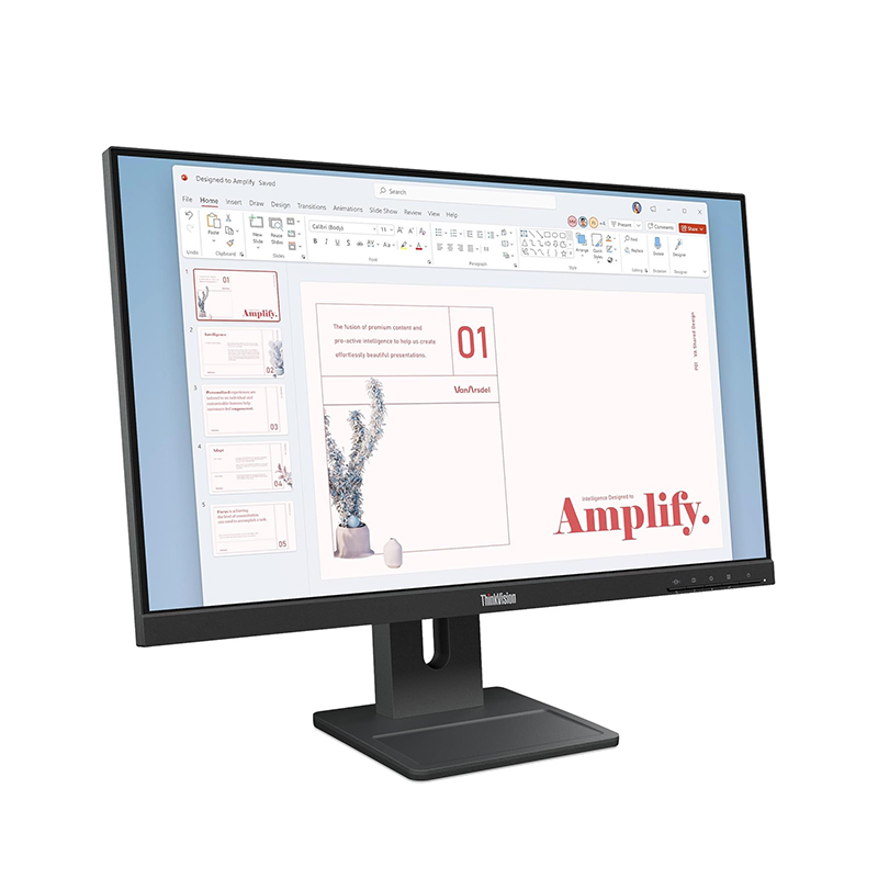 Monitor Plano Lenovo Thinkvision E24-40, 23.8" Wled Fhd Ips/hdmi/dp/vga/parlantes (2wx2) — vista 2