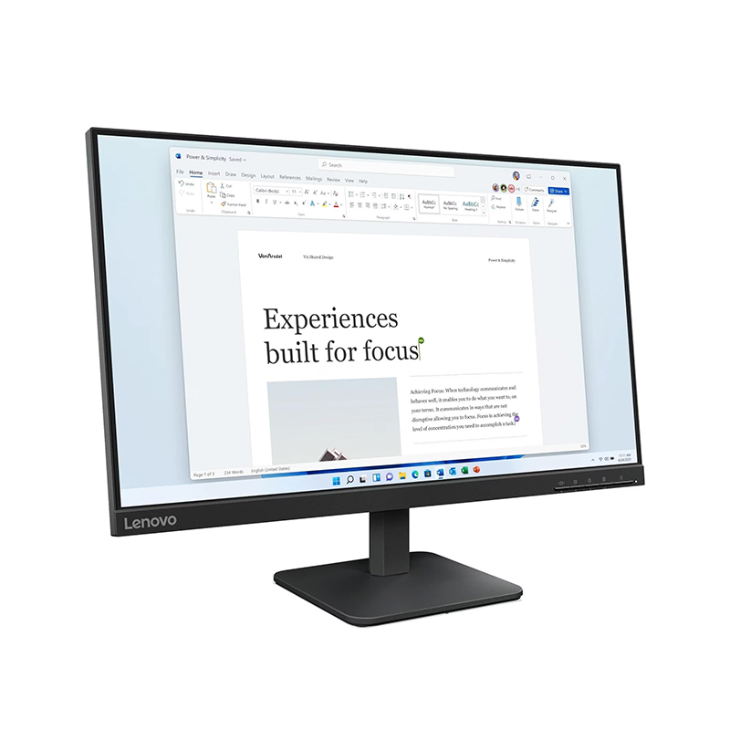 Monitor Plano Lenovo L24-4e,23.8" (1920 X 1080) Wled Fhd Ips, Hdmi, Vga