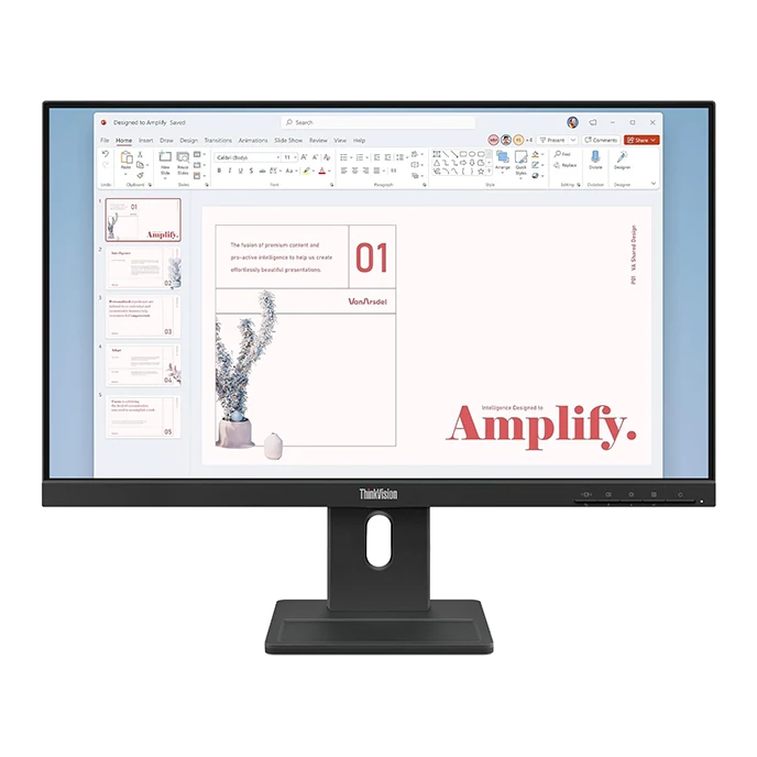 Monitor Plano Lenovo Thinkvision E24-40, 23.8" Wled Fhd Ips/hdmi/dp/vga/parlantes (2wx2)