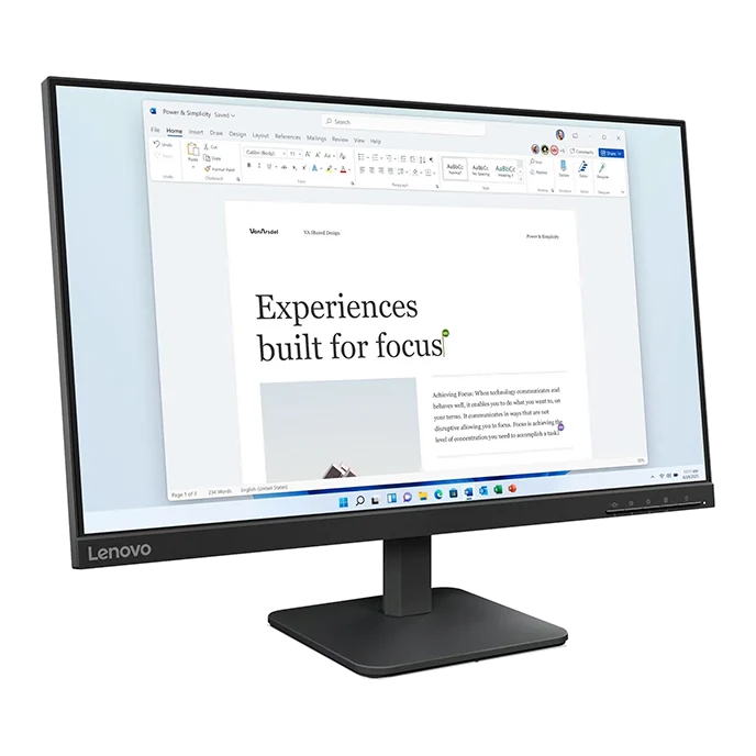 Monitor Plano Lenovo L24-4e,23.8" (1920 X 1080) Wled Fhd Ips, Hdmi, Vga