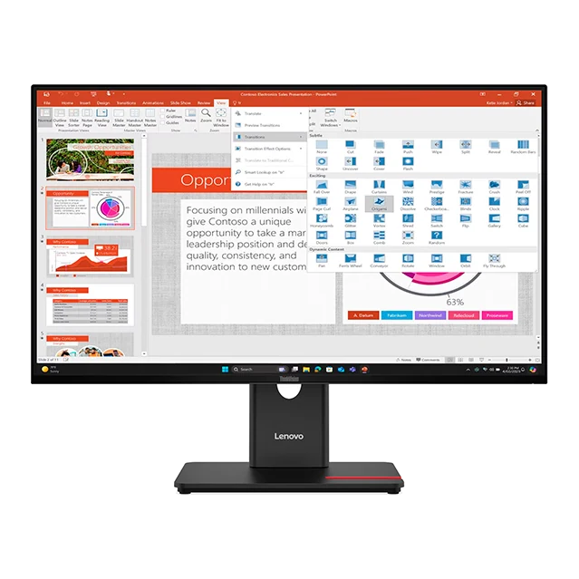 Monitor Plano Lenovo Thinkvision T27-40, 27" Wled Fhd Ips/hdmi/dp/vga/usb-c/usb-b/usb-a X3