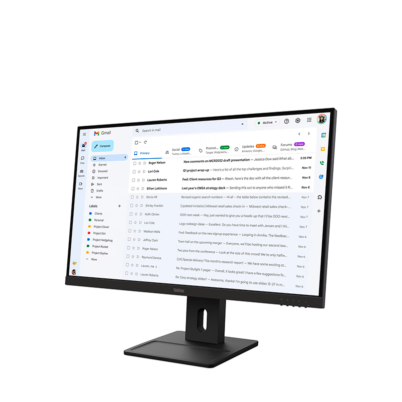 Monitor Lenovo Thinkvision E27-40, 27" Wled/fhd/ips/hdmi X1/dp X1/vga X1/parlantes: 2wx2 — vista 2