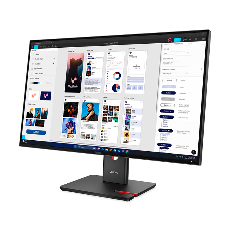 Monitor Plano Lenovo Thinkvision T32ud-40, 31" Wled Uhd/ips/hdmi/dp/usb-c/usb-a/rj45 — vista 2