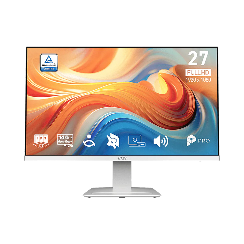 Monitor Plano Msi Pro Mp273w E14a, 27" Fhd Ips, 144hz,1ms, Hdmi, Dp, Vga, Earphone Out