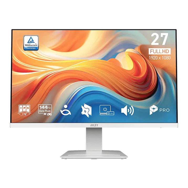 Monitor Plano Msi Pro Mp273w E14a, 27" Fhd Ips, 144hz,1ms, Hdmi, Dp, Vga, Earphone Out