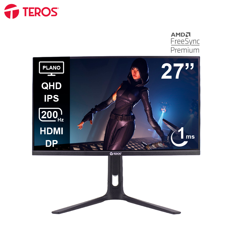 Monitor Plano Gaming Teros Te-2754g, 27" Qhd Ips, 200hz, 1ms, Hdmi, Dp, Audio Out