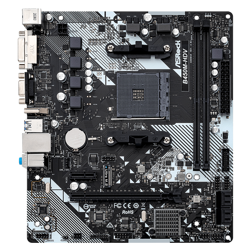 Motherboard Asrock B450m-hdv R4.0, Chipset Amd B450, Socket Amd Am4, Matx