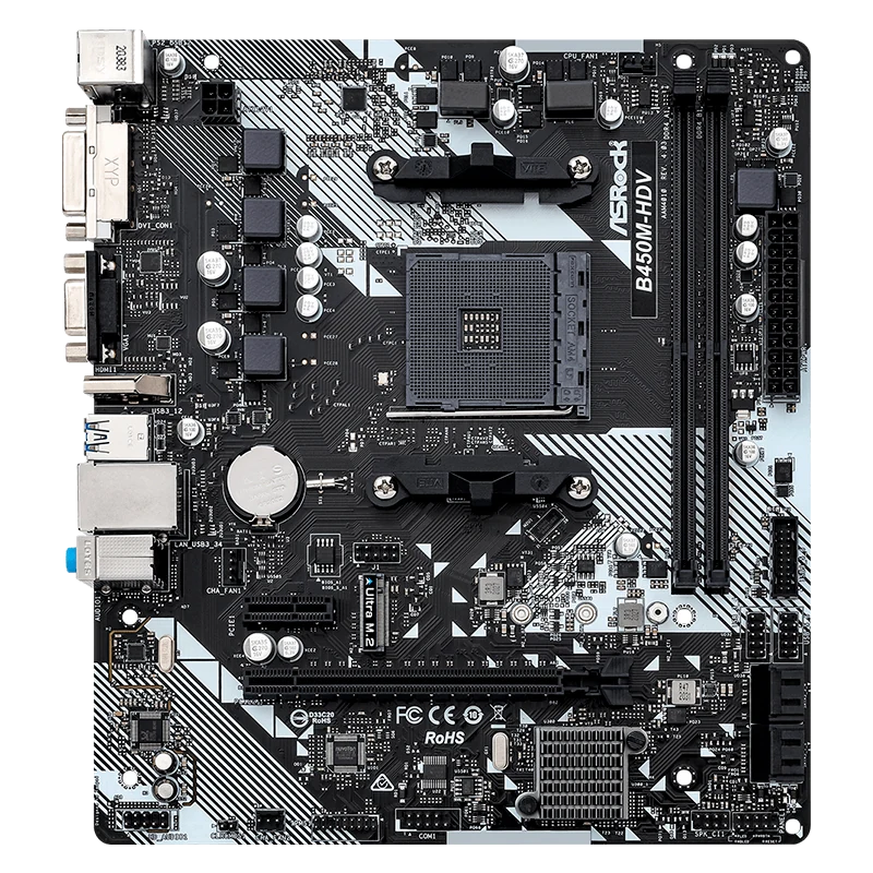 Motherboard Asrock B450m-hdv R4.0, Chipset Amd B450, Socket Amd Am4, Matx