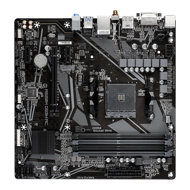 Motherboard Gigabyte A520m Ds3h Ac, Am4, Ddr4, Dvi-d, Hdmi, Dp, Micro-atx