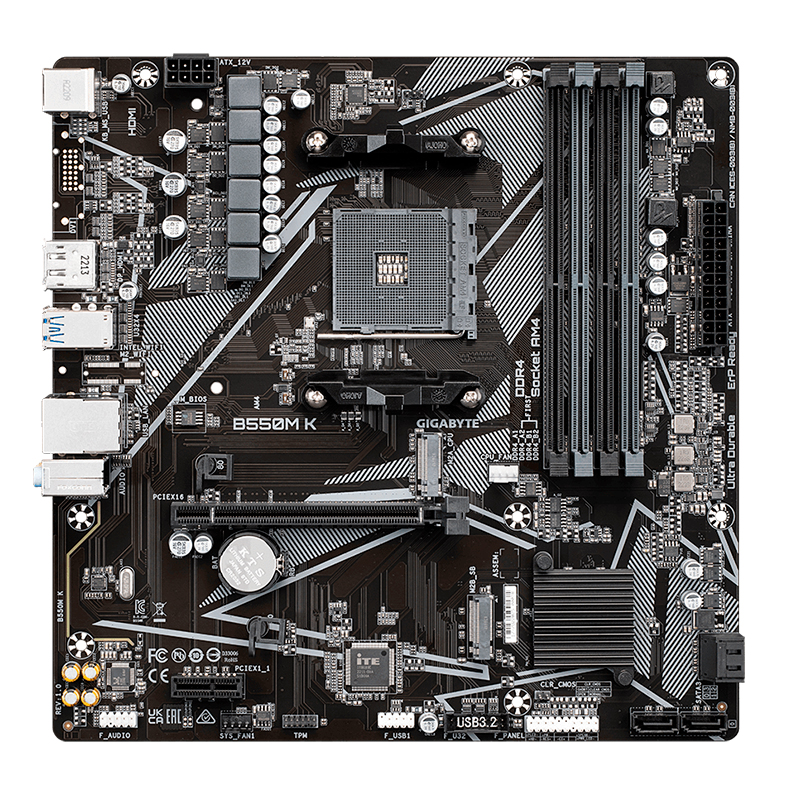 Motherboard Gigabyte B550m K (rev. 1.0) Chipset Amd B550, Socket Am4, Micro Atx